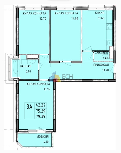 Продажа 3 комнатной квартиры, 75.3 м2, 300045, обл. Тульская, г. Тула, ул. Рязанская, д. 19 9