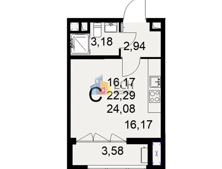 Продажа Студия комнатной квартиры, 24 м2, г. Тула, ул. Фёдора Смирнова, д. 2 5