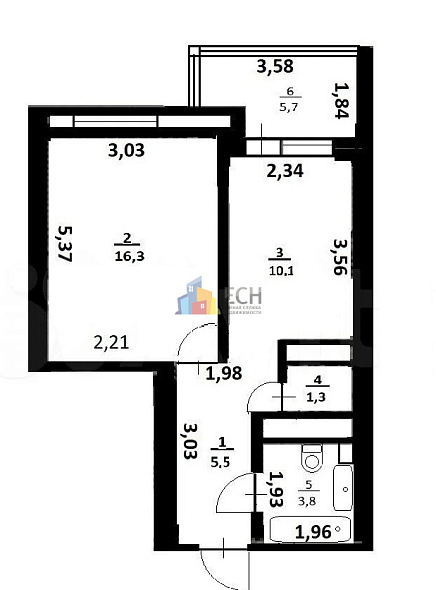 Продажа 1 комнатной квартиры, 36.8 м2, 300026, обл. Тульская, г. Тула, пр-кт. Ленина, д. 134 12