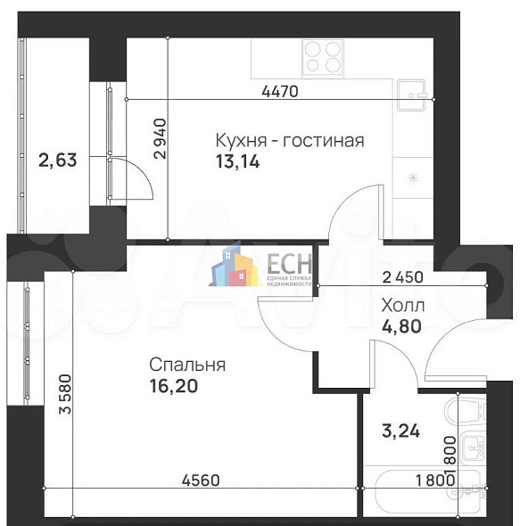 Продажа 1 комнатной квартиры, 39.1 м2, обл. Тульская, г. Тула, улица Героев России, 8 11