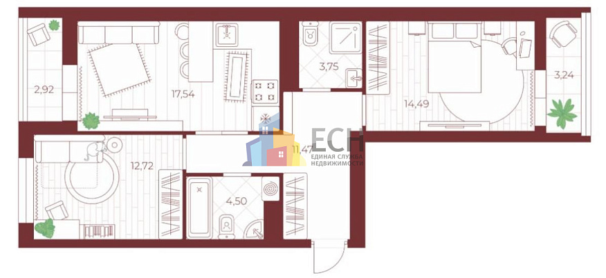 Продажа 3 комнатной квартиры, 67.6 м2, 301133, обл. Тульская, р-н. Ленинский, п. Петровский, проезд. Шоссейный, мкр.. 1-й, д. 25 1