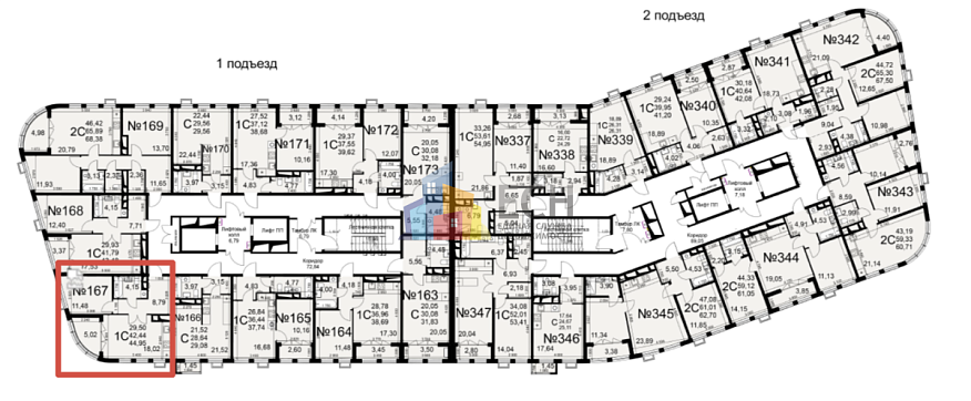 Продажа 1 комнатной квартиры, 44.95 м2, г. Тула, ул. Фёдора Смирнова, д. 2 2