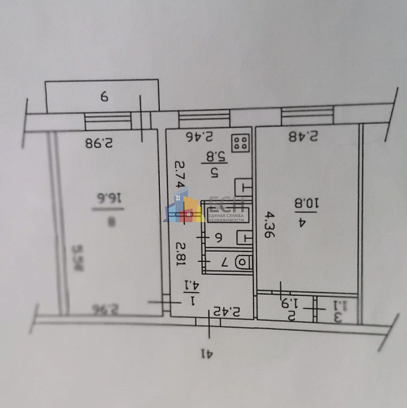 Продажа 2 комнатной квартиры, 44 м2, 300013, обл. Тульская, г. Тула, ул. Седова, д. 49 2